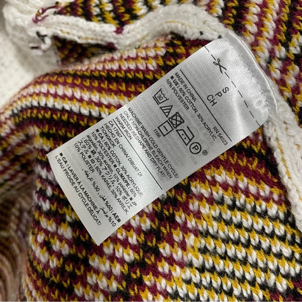 Old Navy Coatigan Cardigan Sweater Knit Aztec Boho White Red Womens Small S - Picture 9 of 11